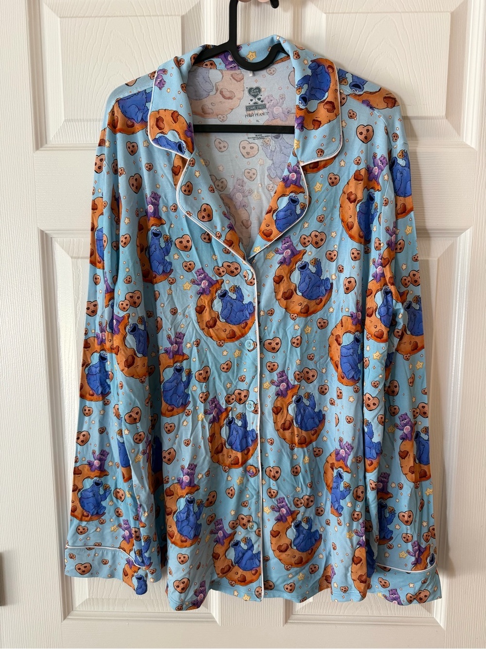 Posh Peanut Care Bears x Sesame Street Blue Cookie Moon Pajama Top